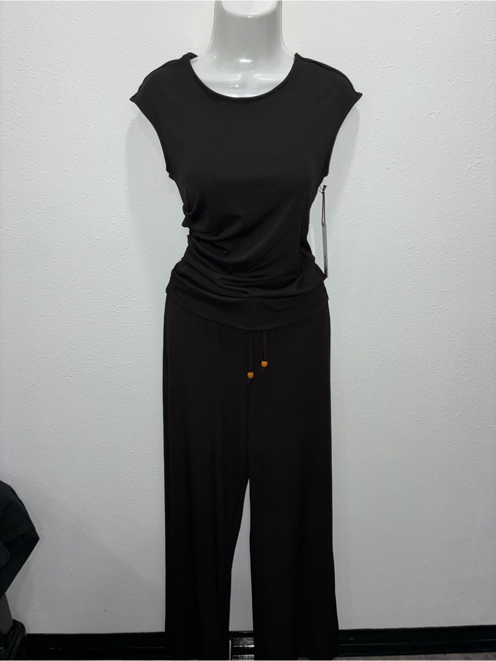 Haute Monde Black Wide-Leg Jumpsuit with Drawstring Waist